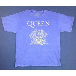 Queen Official Merch L XL Blue Washed Graphic Band T Shirt Classic Rock